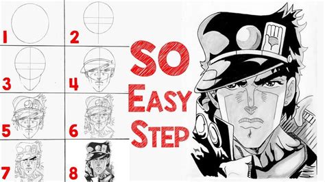 8 Easy Steps To Draw Jotaro From Jojos Bizarre Adventure Anime