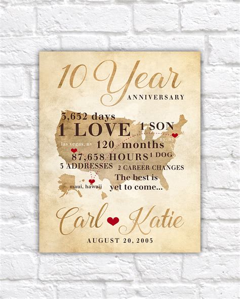 Here are is your complete guide to the tenth wedding anniversary. 10 Year Anniversary Gift, Gift for Men, Women, His, Hers ...
