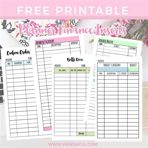 Personal Business Financial Filofax Sections Free Printables Wendaful