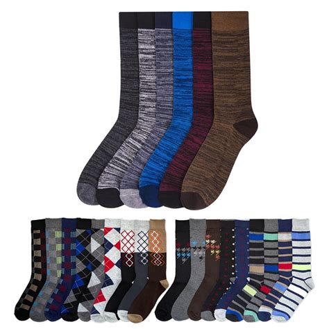 6 pairs men s colorful dress socks fun funky assorted color patterned size 10 13