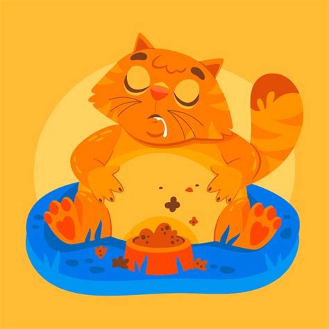 Premium Vector Hand Drawn Fat Cat Cartoon Illustration