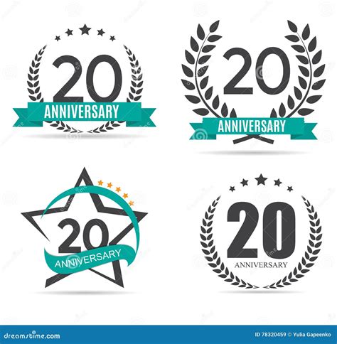 Template Logo 20 Years Anniversary Set Vector Illustration Stock Vector