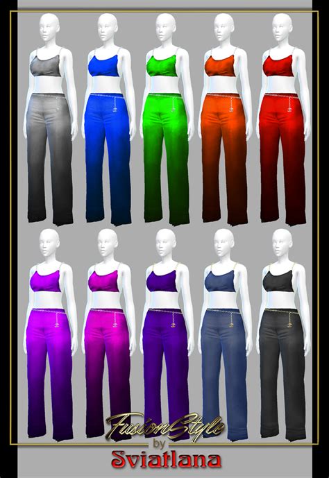 Flared Jumpsuit With Chains Fusionstyle By Sviatlana The Sims 4 Catalog