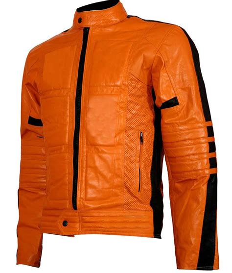 Shop allsaints for classic leather bomber jackets, or check out river island for designs that are perfect for. Mens Slimfit Padded Orange Biker Leather Jacket - USA Jacket