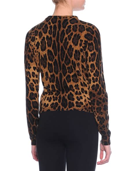 Dolce Gabbana Leopard Print Cashmere Knit Cardigan Lyst