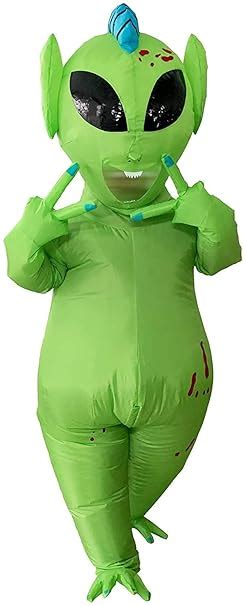 jyzcos inflatable alien costume adult blow up halloween full body jumpsuit large green amazon