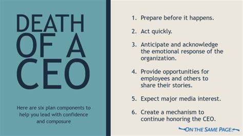 How can you help someone who is grieving the death of a child? What to Do If Your CEO Suddenly Dies | On The Same Page