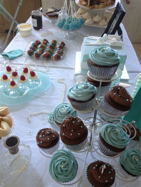 Chocolate And Tiffany Blue Cupcakes Breakfast At Tiffany S Wedding