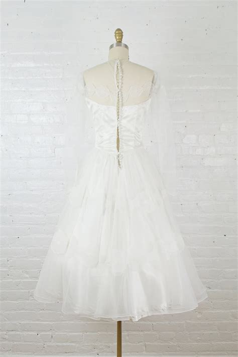 S Lace And Tulle White Tea Length Wedding Dress Gem