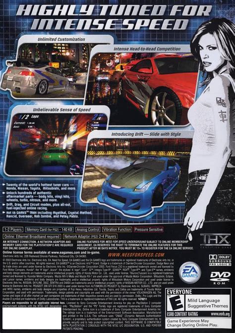 Need For Speed Underground Sony Playstation 2 Game