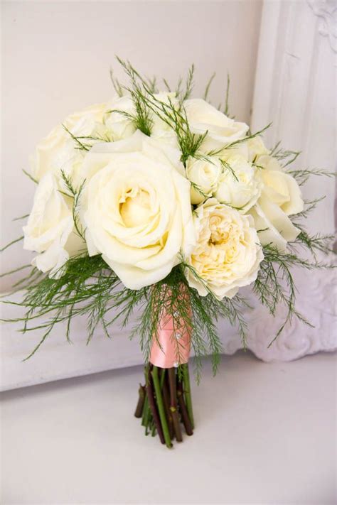 White Peach And Emerald Green Wedding Flowers Living