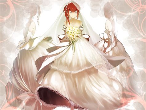 Wallpaper Illustration Anime Dress Pink Flower Girl Bride Gate