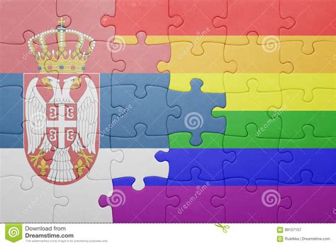 Puzzle With The National Flag Of Serbia And Gay Flag Stock Image Image Of Concept Europe