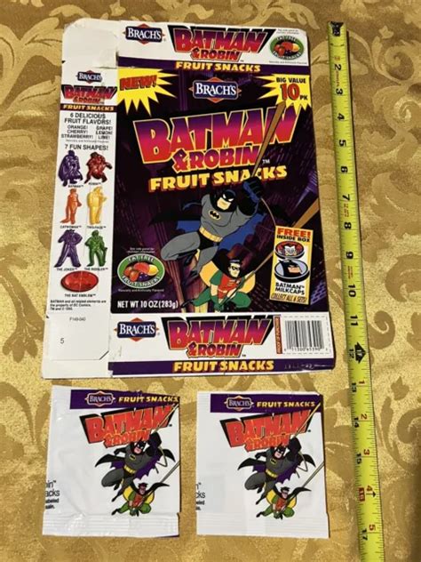 1995 Batman And Robin Brachs Empty Fruit Snacks Box With Wrappers Ships