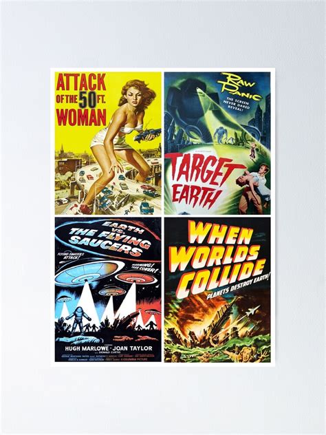 1950s Sci Fi Movie Poster Collage 13 Poster By Rontrickett Redbubble