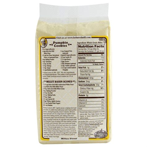 King arthur flour , another favorite with bakers, sells 56. Bob's Red Mill, Millet Flour, Whole Grain, 23 oz (652 g ...