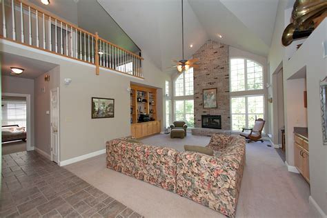 2 Story Great Room With Floor To Ceiling Windows Vaulted Ceiling