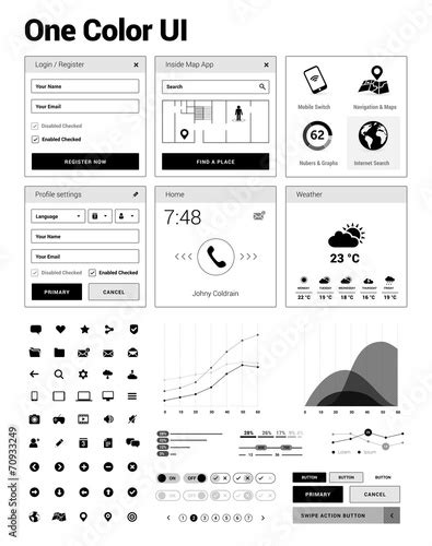 Black And White User Interface Design Elements Stock Image And