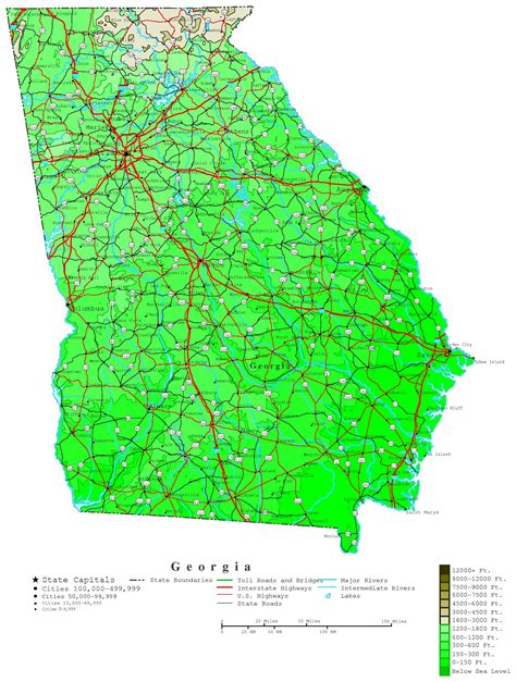 Printable Georgia County Map With Roads