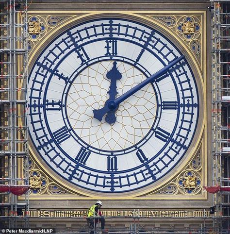 Big Ben Restored To Its Original Colours Prussian Blue With Gold Inlay