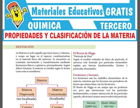 Propiedades Y Clasificación De La Materia Para Tercer Grado