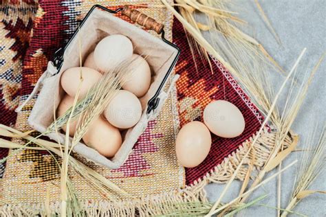 Fresh Chickens Eggs In The Nest Stock Image Image Of Brown Cooking