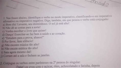 Nas Frases Abaixo Identifique O Verbo No Modo Imperativo