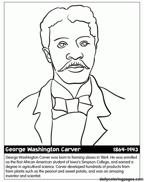 George Washington Carver Coloring Page Printable Clip Art Library The