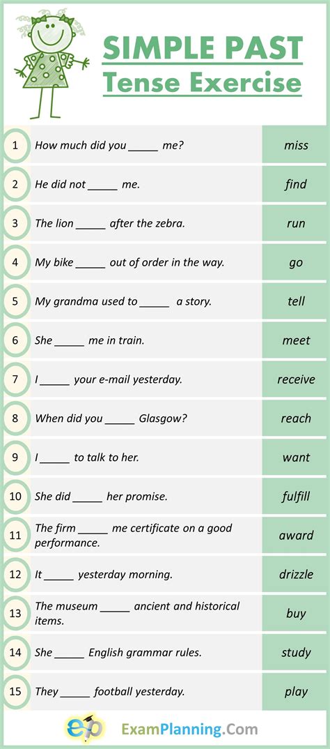 Simple Past Tense Exercises Easy English Grammar English Grammar