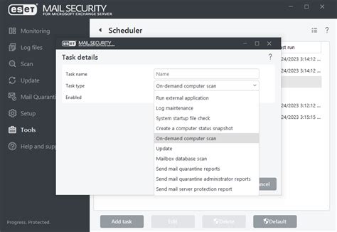 Scheduler Add Task Eset Mail Security Eset Online Help