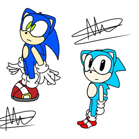Sonic And Classic Sonic Fan Art By Mrsgalaxy122 On Deviantart