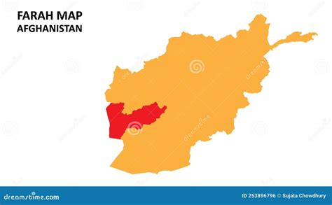 Farah State And Regions Map Highlighted On Afghanistan Map Stock Vector