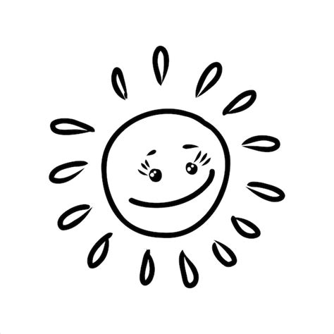 Ilustração Em Vetor De Um Sol Sorridente Desenho Animado Estilo Doodle