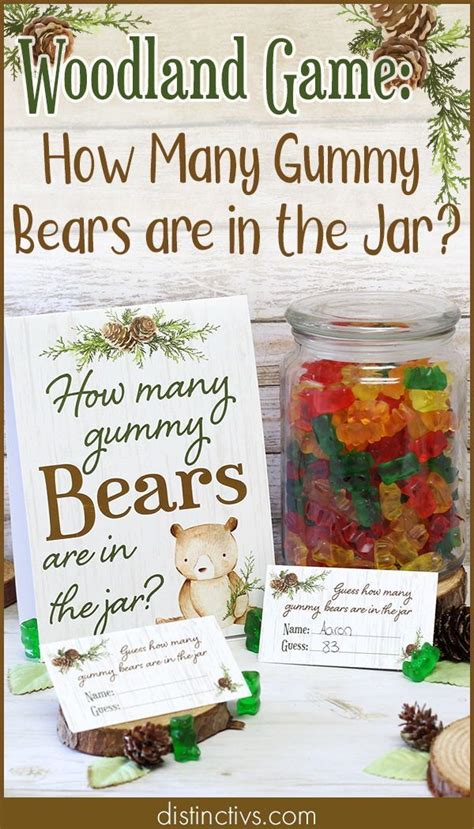 Woodland Baby Shower Game How Many Gummy Bears Are In The Jar Bear