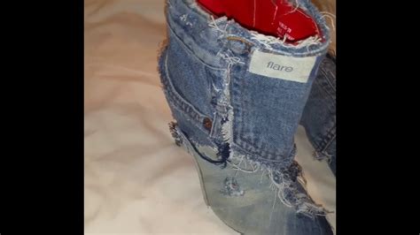 Diy Custom Jean Heels Gap Jeans Ankle Boots Youtube
