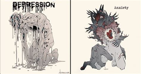 This Artist Shows Different Mental Health Disorders As Haunting Creatures Through Illustrations