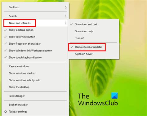How To Reduce Taskbar Updates For News And Interests In Windows 10 In