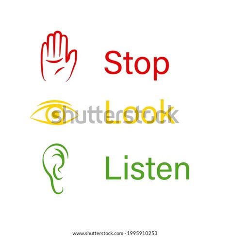 Vektor Stok Stop Look Listen Poster Clipart Image Tanpa Royalti