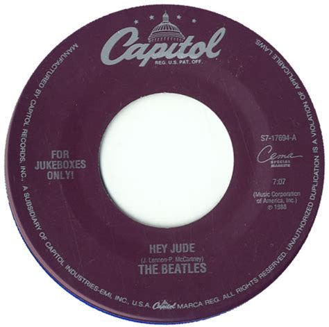 The Beatles Hey Jude Jukebox Mispress Uk 7 Vinyl Single 7 Inch