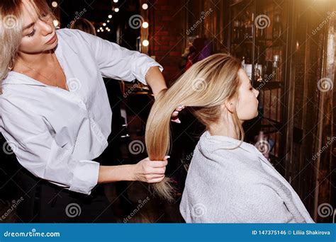 Beautiful Woman In Hair Salon Stock Photo Image Of Care Hairdressing