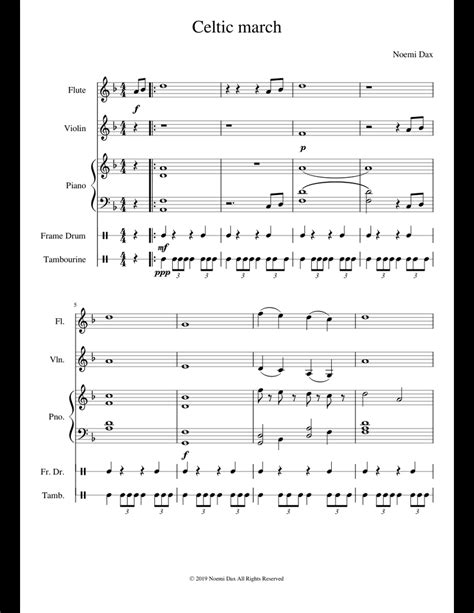 Celtic March Finished Sheet Music For Flute Violin Piano