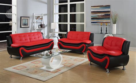 Get 5% in rewards with club o! 3 PC Modern Black and Red Bonded Leather Sofa Set | eBay