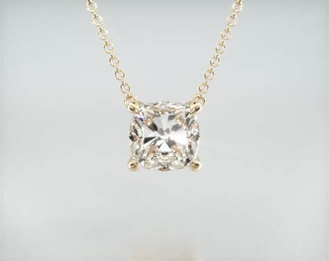 Necklaces Diamond Pendants 14k Yellow Gold Cushion Shape Diamond