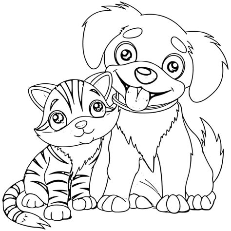 Dibujo Para Colorear Mascotas Perro Y Gato Dibujos Para Imprimir Gratis