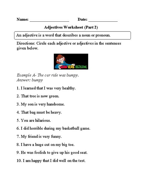 Learn all about adjectives with story prompts, word searches, and other fun printables. Adjectives Worksheet Circling Part 2 Beginner | Adjective worksheet, Describing words, Adjectives