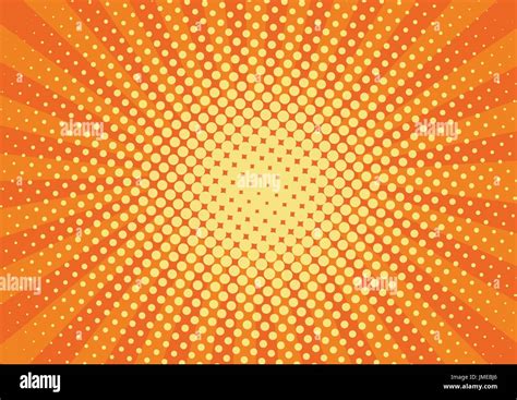 Orange Yelow Rays And Dots Pop Art Background Retro Vector