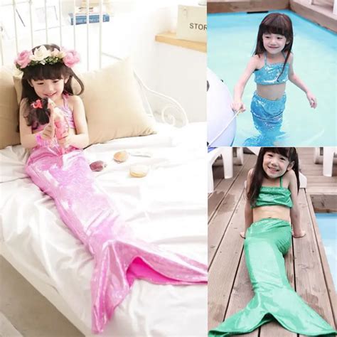 2017 Princess Kids Girls Mermaid Bikini Dress 3 Pieces Suit Outfits Set