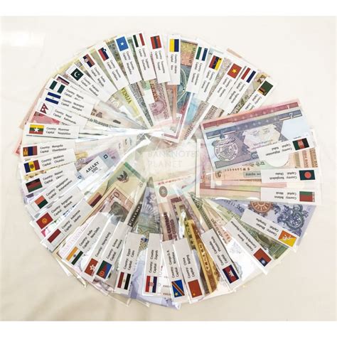 100 pcs different mix world banknotes from 35 countries with label sleeve genuine currency notes unc