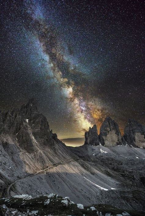 Milky Way Over Tre Cime Di Lavaredo Dolomites Italy Astronomy