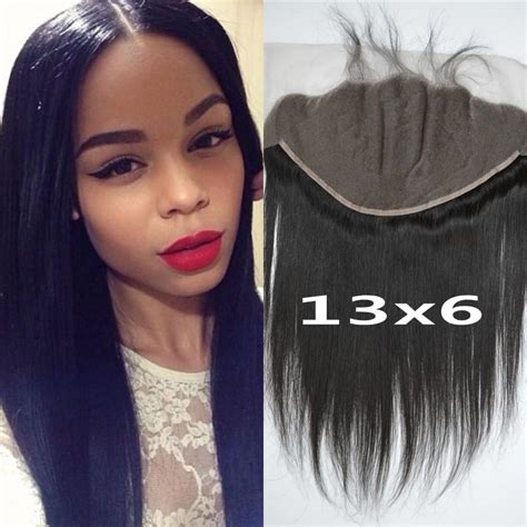 13x6 Frontal Lace Closure Bleached Knots Brazilian Straight Human Hair ...